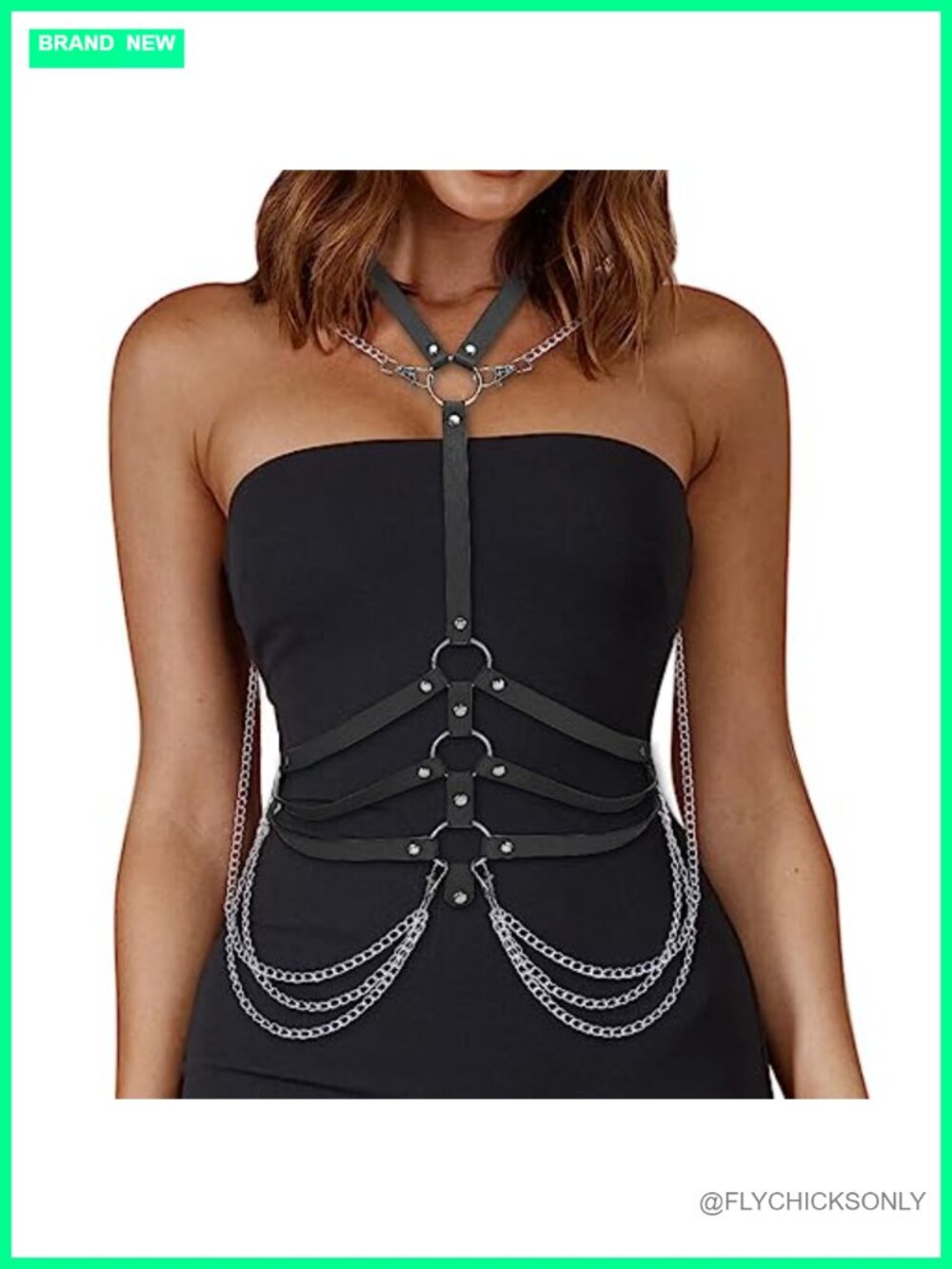 PU Faux Leather Punk Harness Belt Women Adjustable Waist Body Harness